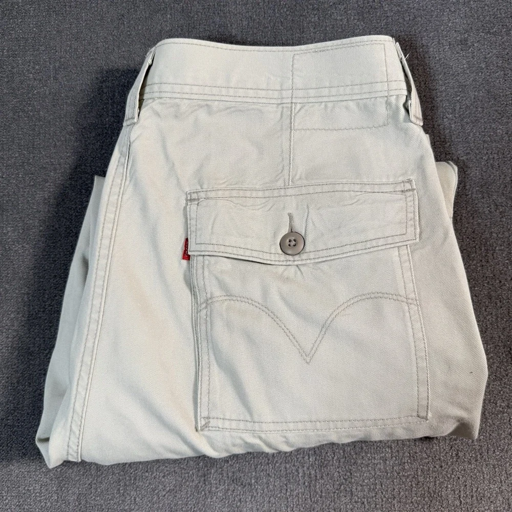 Vtg Levi's Cargo Pants Men's 36x30 Loose Straight White Baggy Skate Y2K Cotton